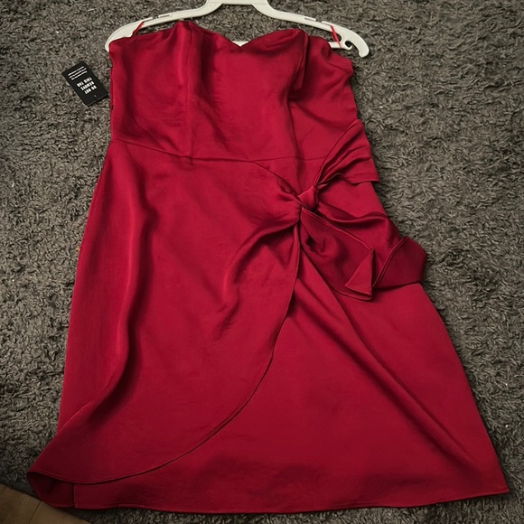 Express Red Strapless Tie Dress - Picture 1 of 1
